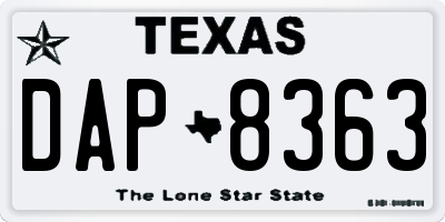 TX license plate DAP8363