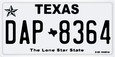 TX license plate DAP8364