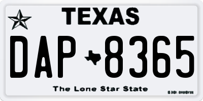 TX license plate DAP8365