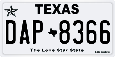 TX license plate DAP8366