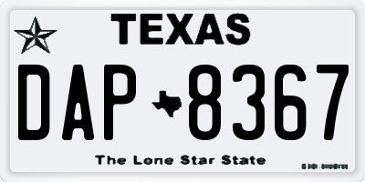 TX license plate DAP8367