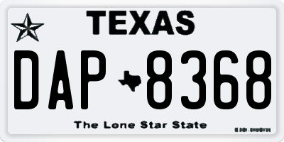 TX license plate DAP8368