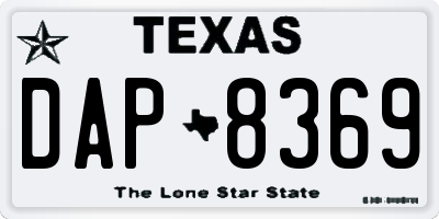 TX license plate DAP8369