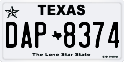 TX license plate DAP8374