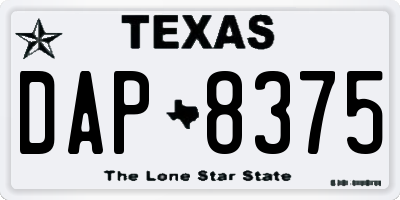 TX license plate DAP8375