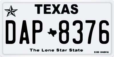 TX license plate DAP8376