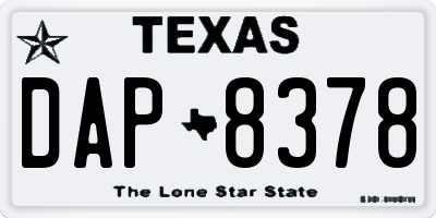 TX license plate DAP8378