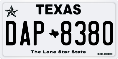 TX license plate DAP8380