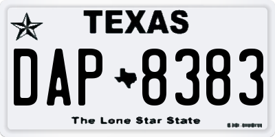TX license plate DAP8383