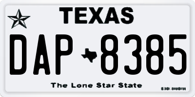 TX license plate DAP8385