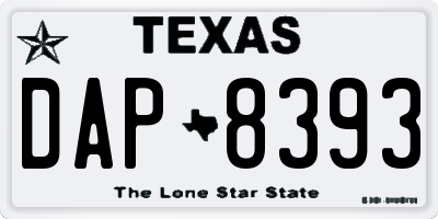 TX license plate DAP8393