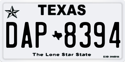 TX license plate DAP8394