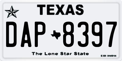 TX license plate DAP8397