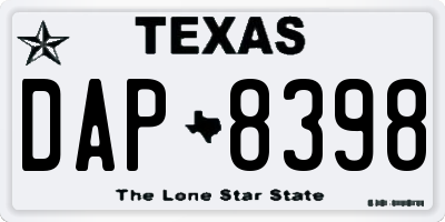 TX license plate DAP8398