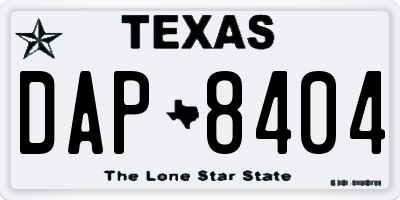 TX license plate DAP8404