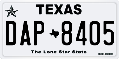 TX license plate DAP8405