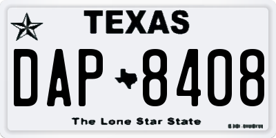 TX license plate DAP8408