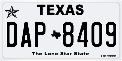 TX license plate DAP8409