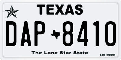 TX license plate DAP8410