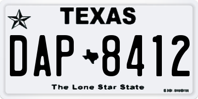 TX license plate DAP8412