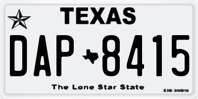 TX license plate DAP8415