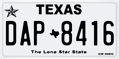 TX license plate DAP8416