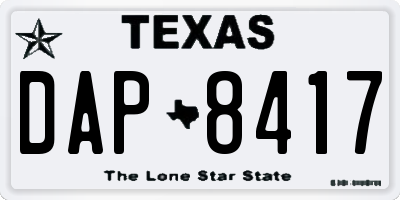 TX license plate DAP8417