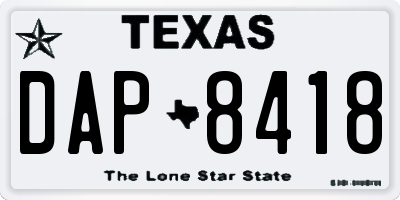 TX license plate DAP8418