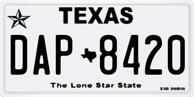 TX license plate DAP8420