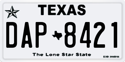 TX license plate DAP8421