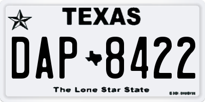 TX license plate DAP8422
