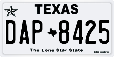 TX license plate DAP8425