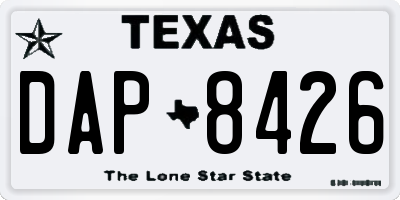 TX license plate DAP8426