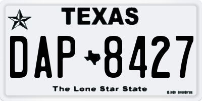 TX license plate DAP8427