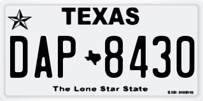 TX license plate DAP8430