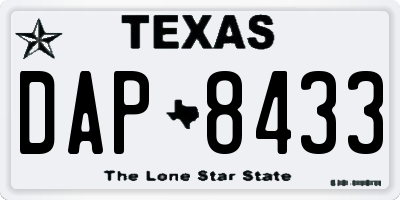 TX license plate DAP8433