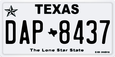 TX license plate DAP8437