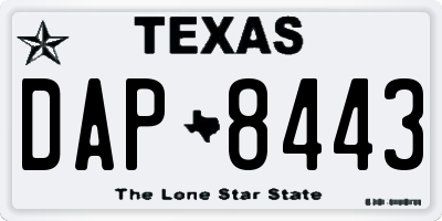 TX license plate DAP8443