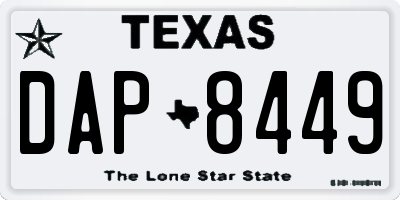 TX license plate DAP8449