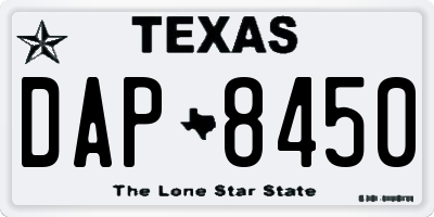 TX license plate DAP8450