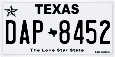 TX license plate DAP8452