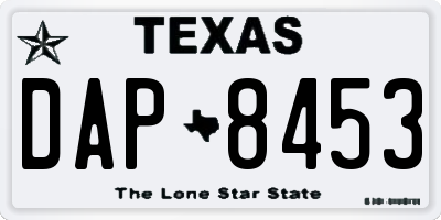 TX license plate DAP8453