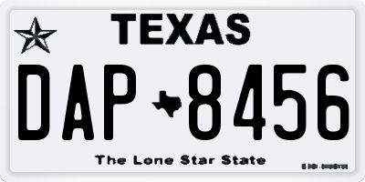 TX license plate DAP8456