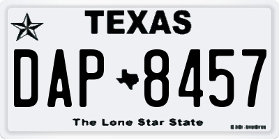 TX license plate DAP8457