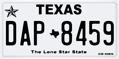 TX license plate DAP8459