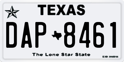 TX license plate DAP8461