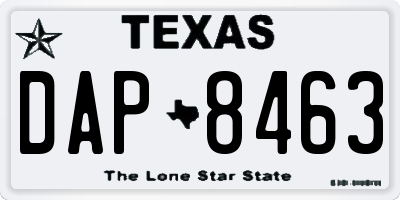 TX license plate DAP8463