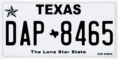 TX license plate DAP8465