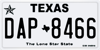 TX license plate DAP8466