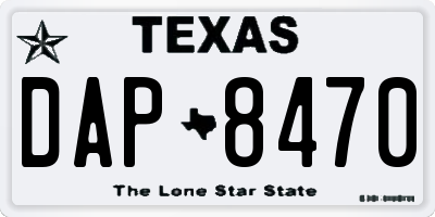TX license plate DAP8470